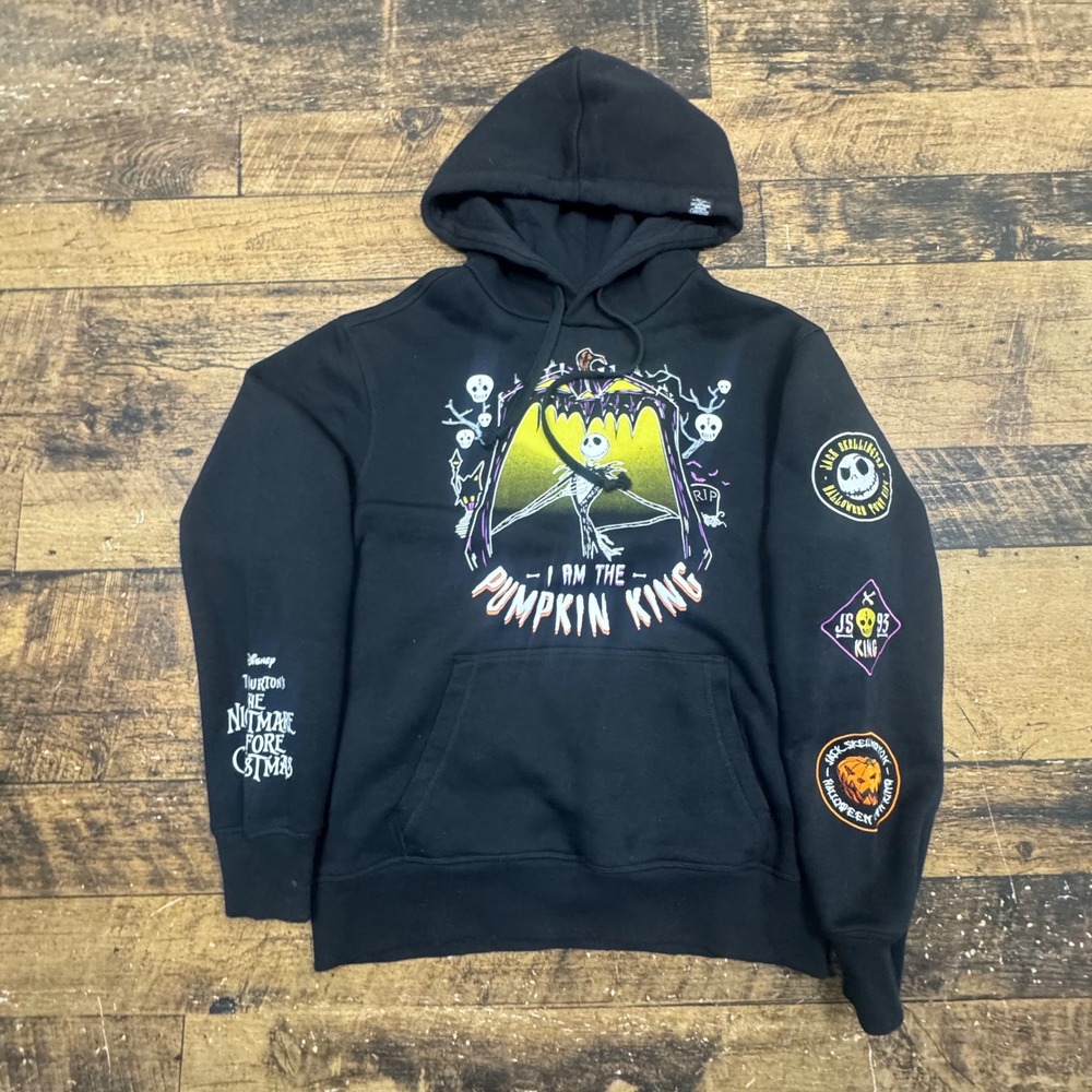 Disney Nightmare Before Christmas Jack‎ Skellington Pumpkin King Black Hoodie MD